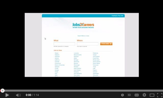 Jobs2Careers job search video screenshot